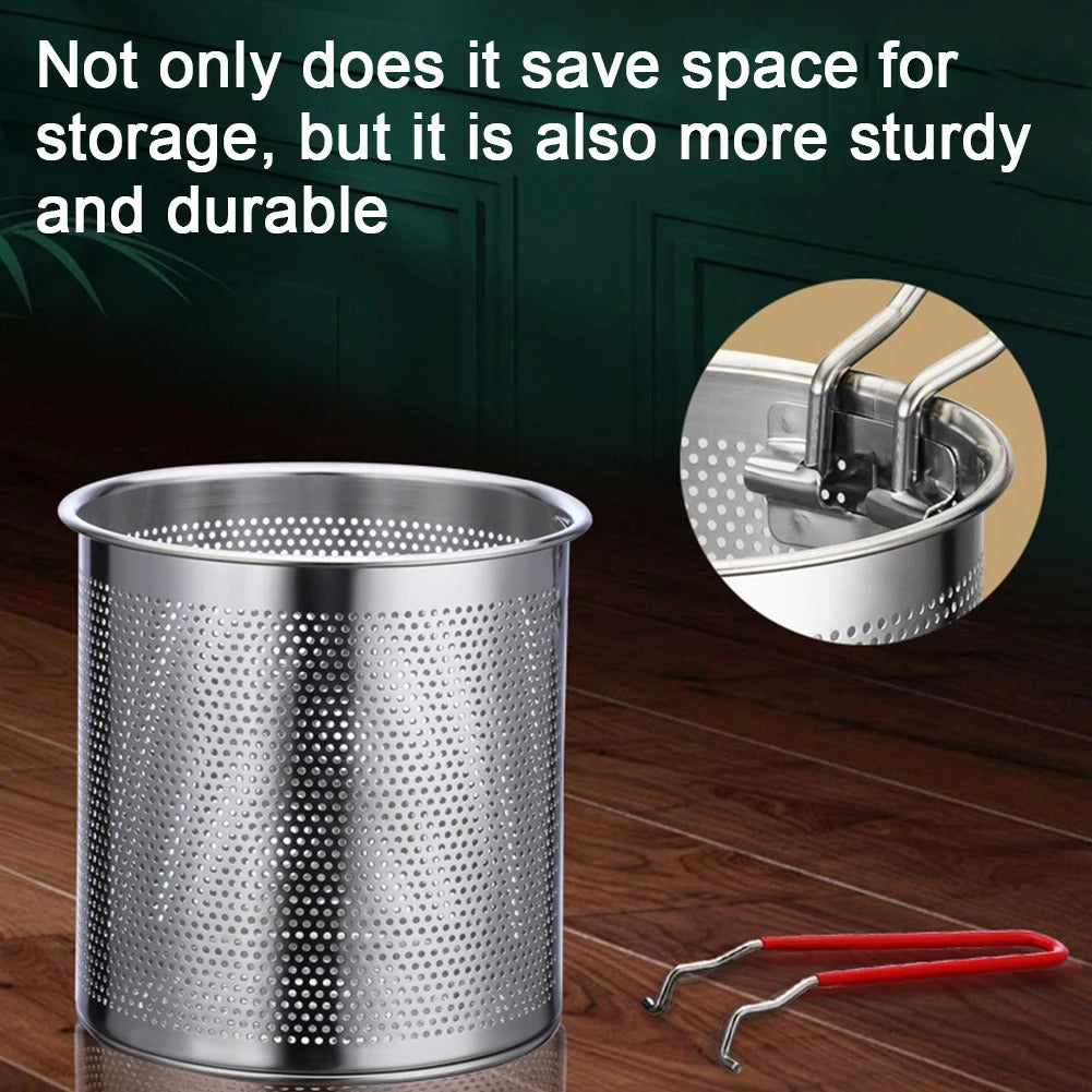 Stainless Steel Deep Fryer Pot with Removable Strainer Basket (1200ml)